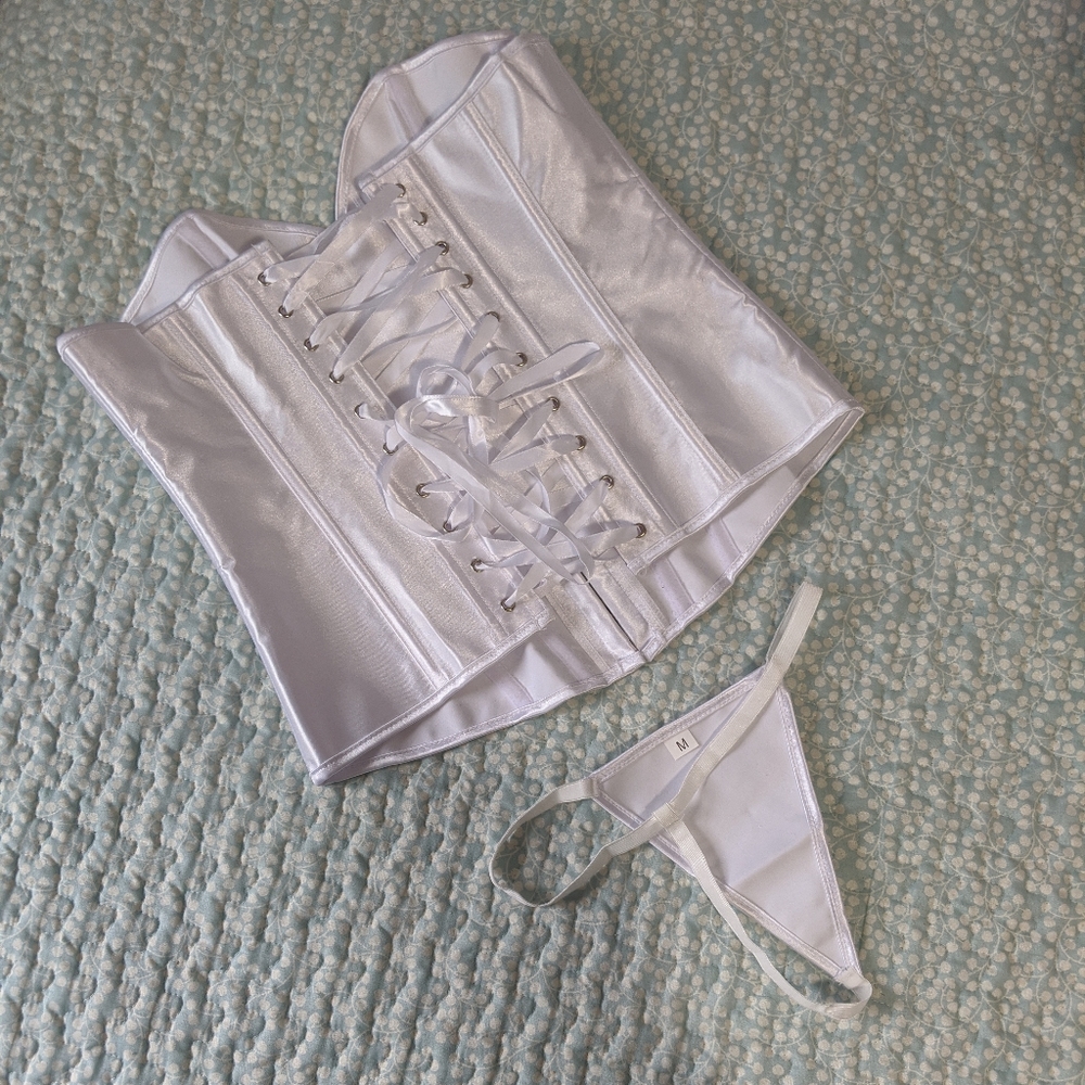 Busk Closure Corset With Matching G-String Nwot - image 2